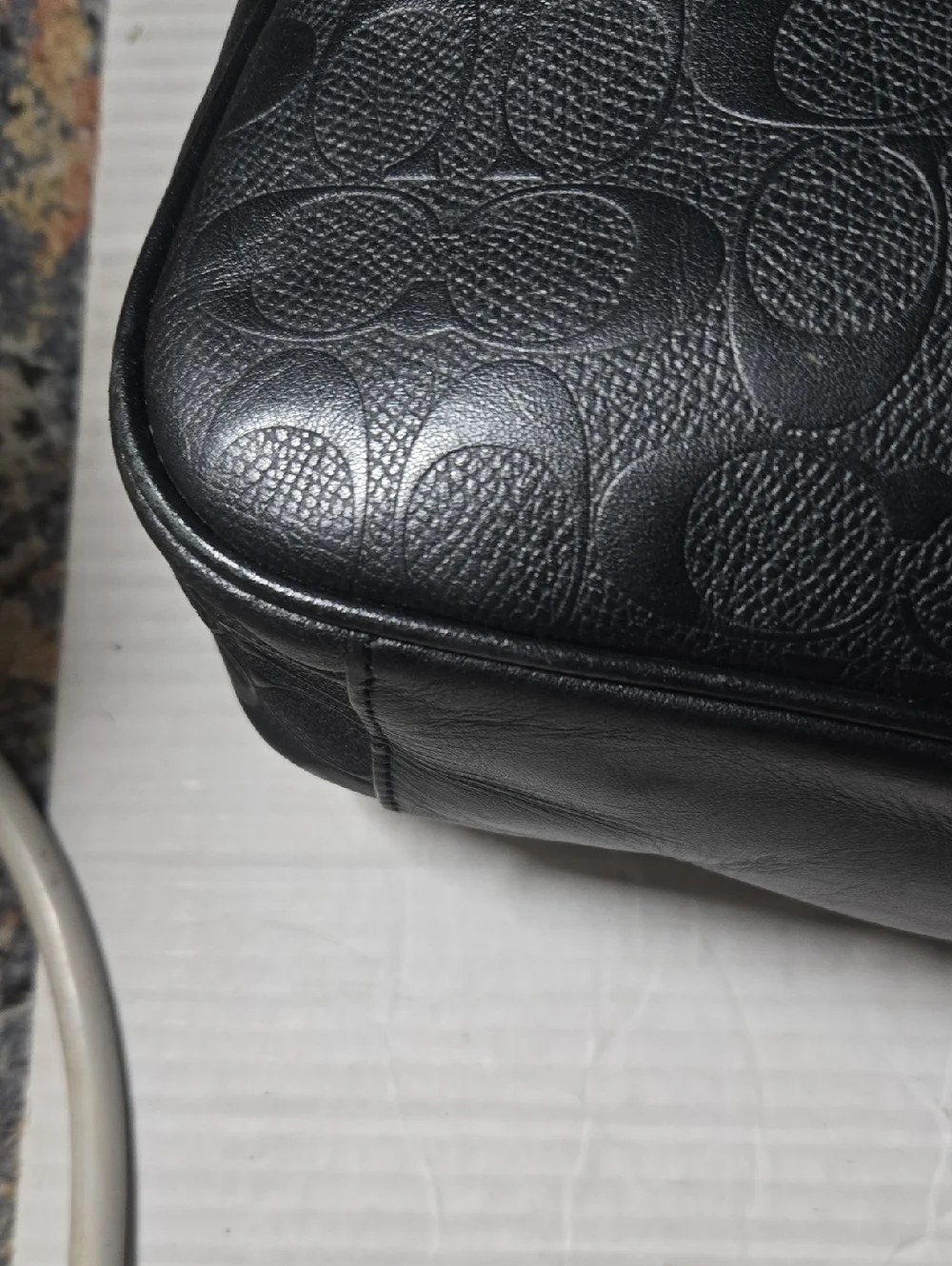 Coach Black Embossed Signature Leather Briefcase
